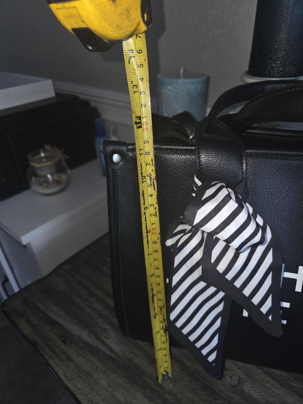 Black Faux-Leather Womens Tote Bag - Picture 4 of 13